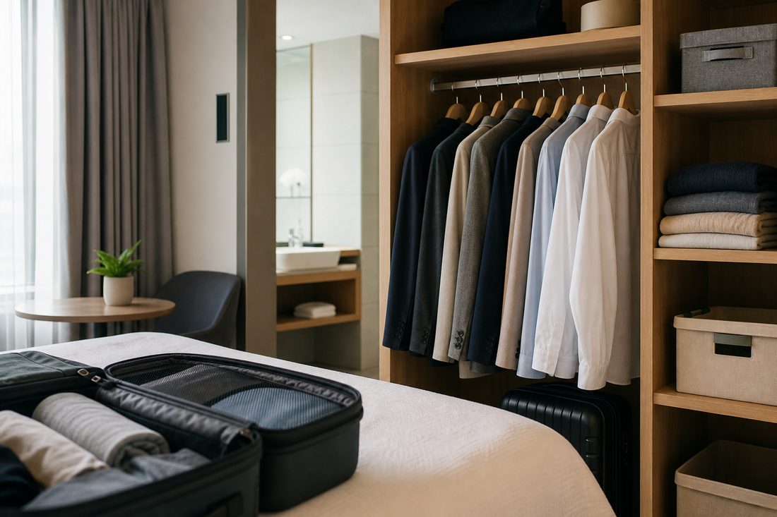 Unbranded practical sequence scene featuring hotel and temporary-stay organization