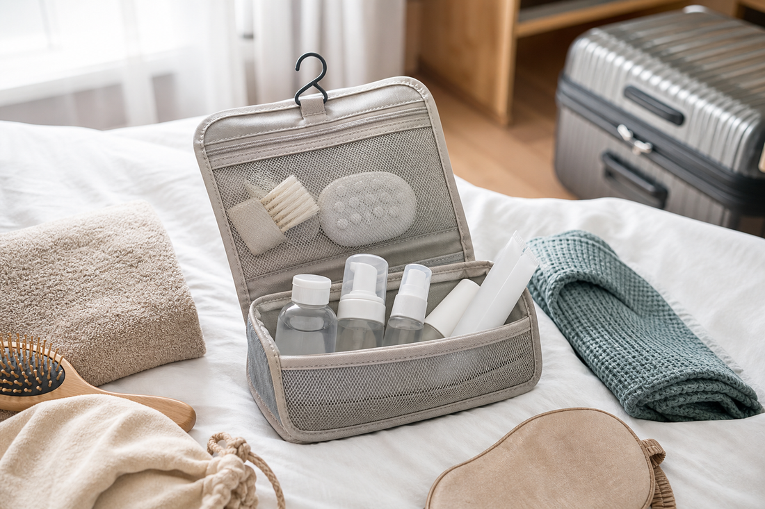 Unbranded close editorial detail featuring practical travel hygiene