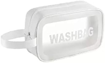 Washbag Makeup Pouch Travel Cosmetic Organize Clear Toiletry Storage Organizer Bag for Women Girls Men, White, Makeup Bag by LIGHTNIING+HAMMERZ