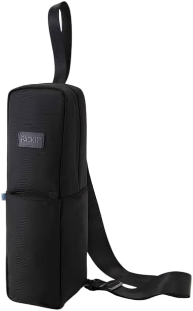 PackIt Freezable Wine Carrier, Black, with Adjustable Removable Crossbody Strap and Wristlet, ECOFREEZE+ Technology: Triple Layered Protection for Ultimate Cooling, Collapsible, Reusable, Zip Closure - Image 2