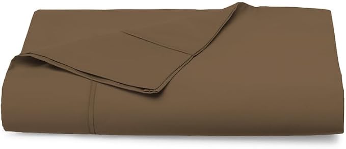 Pizuna Pure 100% Cotton Flat Sheets Only King Woody Brown (1 PC), Luxurious 400 Thread Count Long Staple Cotton Sateen with 4" Hem (Combed King Flat Sheet Only Cotton) by Pizuna