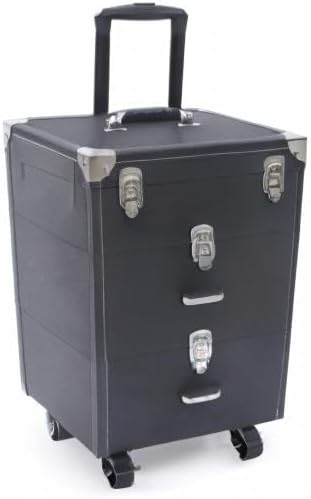 Rolling Makeup Case with Drawer Cosmetic Trolley 3 Tier Travel Cosmetic Organizer on Wheels Salon Barber Case for Makeup Artist Tattooist Nail Tech Hairstylists (Type F, Black) - Image 11