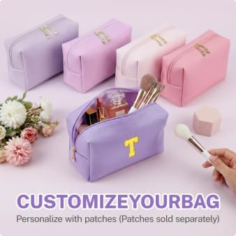 15 Pcs Pink Makeup Bag Bulk PU Cosmetic Pouches Preppy Waterproof Travel Toiletry Bags Aesthetic Storage Organizer Bags Party/Birthday Gift Favors for Teen Girls Women(Pink-Purple Series) - Image 4