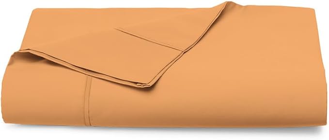 Pizuna Pure 100% Cotton Flat Sheets Only Full Apricot Orange (1 PC), Luxurious 400 Thread Count Long Staple Cotton Sateen with 4" Hem (Combed Full Flat Sheet Only Cotton) by Pizuna