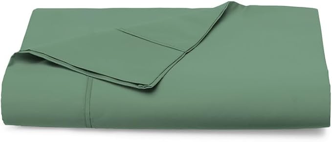 Pizuna Pure 100% Cotton Flat Sheets Only King Hedge Green (1 PC), Luxurious 400 Thread Count Long Staple Cotton Sateen with 4" Hem (Combed King Flat Sheet Only Cotton) by Pizuna