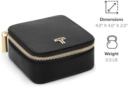 TUMI - Belden Jewelry Case - Women's Premium Leather Travel Accessories Organizer - For Earrings, Rings, Bracelets - Black with Light Gold Hardware - Image 7