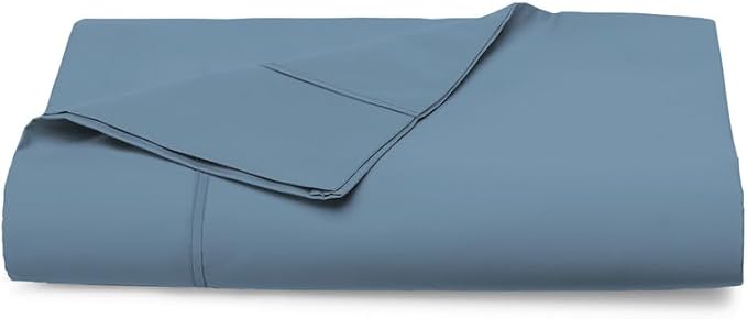 Pizuna Pure 100% Cotton Flat Sheets Only King Dusty Blue (1 PC), Luxurious 400 Thread Count Long Staple Cotton Sateen with 4" Hem (Combed King Flat Sheet Only Cotton) by Pizuna