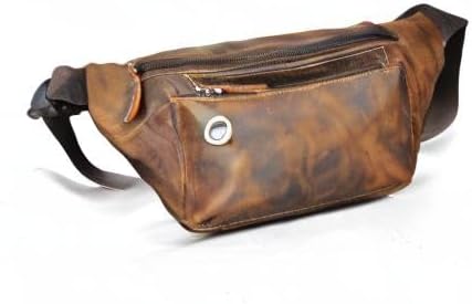 Water Resistant Canvas + Leather Hiking Riding Travel Fanny Waist Pack Small Phone Pouch For Men Women FB811-29 (W-8138-Brown) - Image 10
