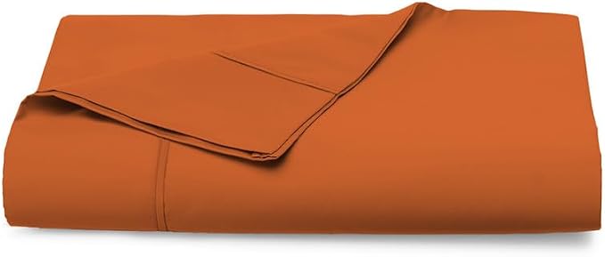 Pizuna Pure 100% Cotton Flat Sheets Only King Burnt Orange (1 PC), Luxurious 400 Thread Count Long Staple Cotton Sateen with 4" Hem (Combed King Flat Sheet Only Cotton) by Pizuna
