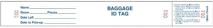FrontDesk Supply Two-Piece Hotel Luggage Claim Tag with Transfer Tape, Serial Numbering, and Perforated Claim Ticket – Blank White Disposable Bag Tags for Hotel and Motel Bag Storage (Set of 1000) - Image 7