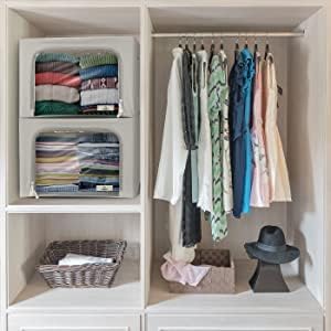 Sorbus Jumbo Storage Bins with Metal Frame - Oxford Fabric Storage Containers with Large Clear Window & Carry Handles - Stackable & Foldable Clothes Organizer Bags for Bedding Linen, Clothing & More - Image 4