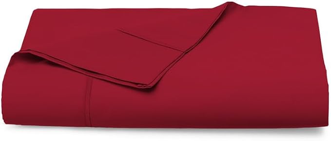 Pizuna Pure 100% Cotton Flat Sheets Only Twin XL Red Burgundy (1 PC), Luxurious 400 Thread Count Long Staple Cotton Sateen with 4inch Hem (Combed Twin XL Flat Sheet Only Cotton) by Pizuna