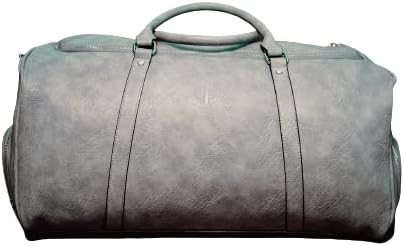 Sole Premise Leather Duffle Bag for Multi-functional Travel Carry-on with Shoe Compartments for Men & Women (Grey) by SolePremise