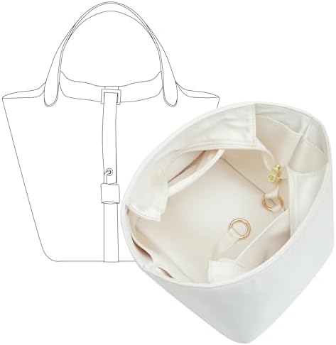Picotin 22 Bag Insert - Satin Fabric Picotin 22 Bags Purse Organizer Insert with Zipper - Soft & Smooth Touch - Fits Hermes Women's Luxury Handbags Inner Liner(PC22/Craie) by OAIKOR