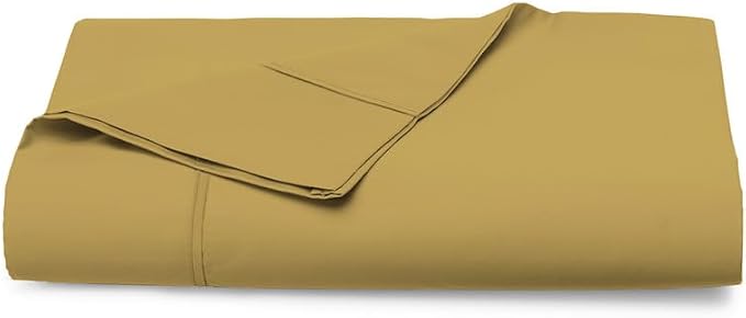 Pizuna Pure 100% Cotton Flat Sheets Only King Mustard Gold (1 PC), Luxurious 400 Thread Count Long Staple Cotton Sateen with 4" Hem (Combed King Flat Sheet Only Cotton) by Pizuna