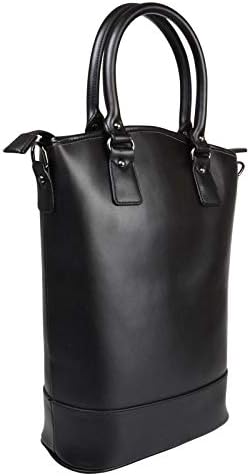 Sachi Insulated 2-Bottle Leather Wine Tote Bag Black - Image 2