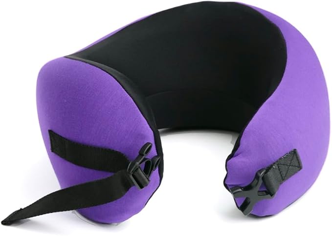 C CUSHION LAB Travel Pillow, Award-Winning Patented Ergonomic Design for Chin & Neck Support Memory Foam Neck Pillow, Compact Airplane Pillow for Traveling, Flight, Car (Royal Purple, Medium) - Image 2