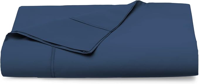 Pizuna Pure 100% Cotton Flat Sheets Only Twin XL Deep Blue (1 PC), Luxurious 400 Thread Count Long Staple Cotton Sateen with 4inch Hem (Combed Twin XL Flat Sheet Only Cotton) by Pizuna