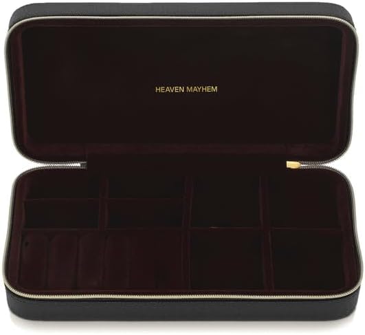 Heaven Mayhem Jewelry Travel Case – Structured Travel Organizer for Necklaces, Earrings & Rings – 8 Compartments with Soft Velvet Interior - Image 2