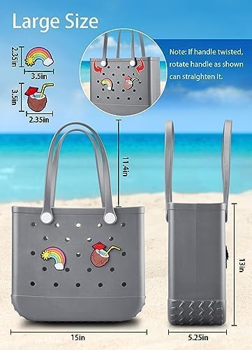 Baonat Beach Bag Rubber Tote Bag - Waterproof Travel Bag for Women Washable Tote Bag Handbag for Sports Beach Market Pool - Image 4