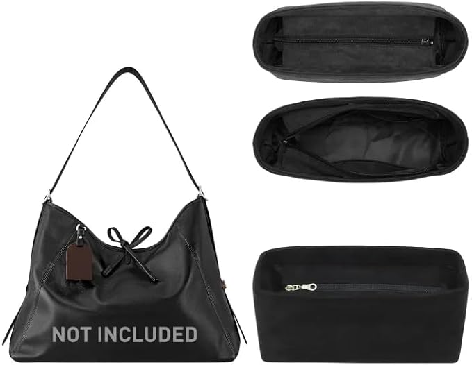 Velvet Purse Organizer Insert Compatible with Lv Carryall PM Insert Organizer and More, Bag Divider Shaper for Tote Handbags(PM,Black) by OAIKOR