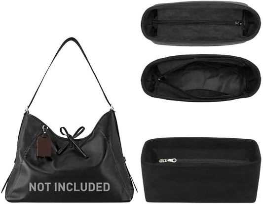 Velvet Purse Organizer Insert Compatible with Lv Carryall PM Insert Organizer and More, Bag Divider Shaper for Tote Handbags(PM,Black) by OAIKOR