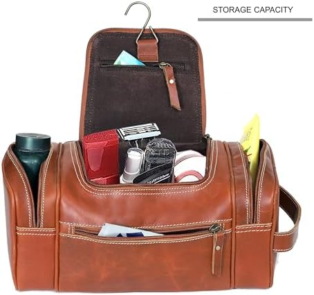 VC VINTAGE COUTURE Leather Toiletry Bag for Men Extra Large Leather Men's Toiletry Bag for Traveling Real Leather Dopp Kit for Men Leather Shaving Bag for Travel - Image 4