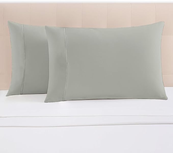 Pizuna 100% Cotton Pillow Cases King Size Set of 2 Luxury 1000 Thread Count Sateen Weave Long Staple Cotton Hotel Quality Envelope Closure Pillow Covers Fits King Pillows - Silver by Pizuna