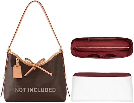 Dupontpaper Carryall PM Tote Bag Organizer Insert, Lightweight Portable Purse Organizer Insert Compatible with Lv Carryall, Purse Inner for Luxury Handbag & Tote Shaper(PM, White-red) by OAIKOR