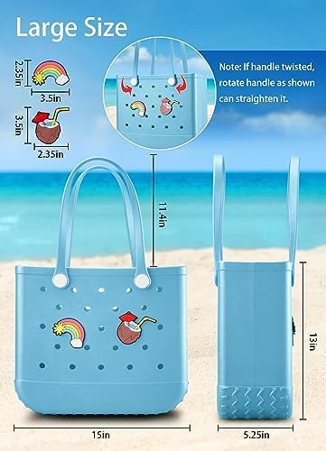 Baonat Beach Bag Rubber Tote Bag - Waterproof Travel Bag for Women Washable Tote Bag Handbag for Sports Beach Market Pool - Image 2