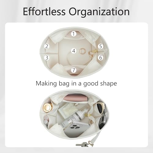 Picotin 22 Bag Insert - Satin Fabric Picotin 22 Bags Purse Organizer Insert with Zipper - Soft & Smooth Touch - Fits Hermes Women's Luxury Handbags Inner Liner(PC22/Craie) - Image 5