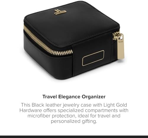 TUMI - Belden Jewelry Case - Women's Premium Leather Travel Accessories Organizer - For Earrings, Rings, Bracelets - Black with Light Gold Hardware - Image 5