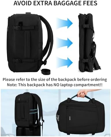 ECOHUB 17'' Small Travel Backpack, United Airlines Personal Item Bag 16.7"x10"x8" with 13 Pockets Carry on Backpack with USB Port Luggage Sleeve Travel Essentials for Men Women Water Resistant, Black - Image 6