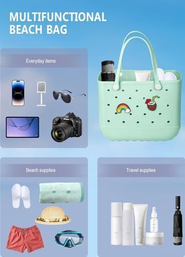 Baonat Beach Bag Rubber Tote Bag - Waterproof Travel Bag for Women Washable Tote Bag Handbag for Sports Beach Market Pool - Image 4