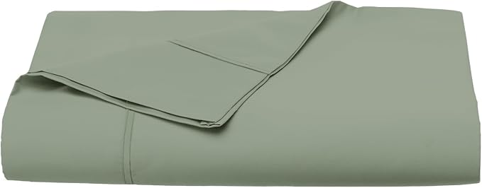 Pizuna Pure 100% Cotton Flat Sheets Only Twin XL Sea Foam (1 PC), Luxurious 400 Thread Count Long Staple Cotton Sateen with 4inch Hem (Combed Twin XL Flat Sheet Only Cotton) by Pizuna