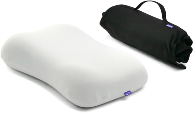 Cushion Lab Travel Deep Sleep Pillow – Compact Memory Foam Neck Pillow for Sleeping, Portable Pillow for Hotels, Camping, Side & Back Sleepers, On-the-Go – Black by CUSHIONLAB