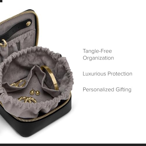 TUMI - Belden Jewelry Case - Women's Premium Leather Travel Accessories Organizer - For Earrings, Rings, Bracelets - Black with Light Gold Hardware - Image 4