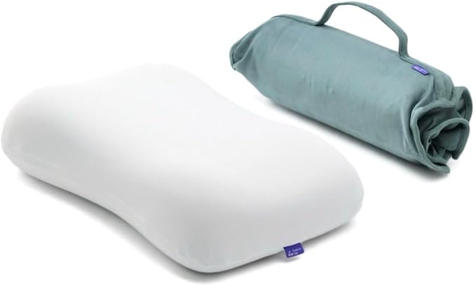 Cushion Lab Travel Deep Sleep Pillow – Compact Memory Foam Neck Pillow for Sleeping, Portable Pillow for Hotels, Camping, Side & Back Sleepers, On-the-Go – Wellness Green by CUSHIONLAB