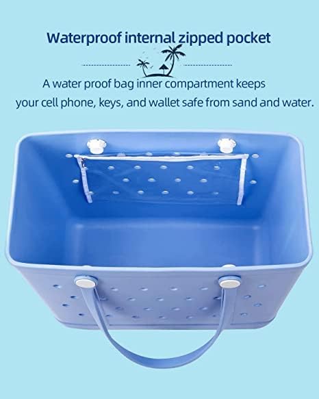 Beach Tote Bag for Women, Rubber Beach Bag Waterproof Sandproof, Extra Large EVA Tote Bag Boat Bag - Image 7