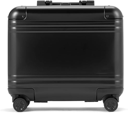 ZERO Halliburton Classic Aluminum 3.0 Compact Carry-On, Zipperless, 4 Spinner Wheels, Interior Organization, Telescoping Pull Handle, Carry-Handle, Latch Lock- TSA Accepted, 16-inch, 28L, Black by ZEROHalliburton