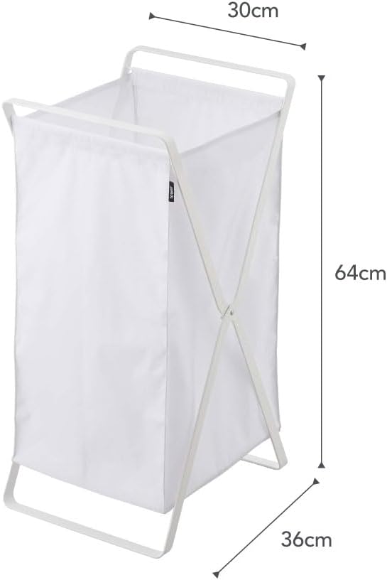 Yamazaki Home Laundry Basket - Foldable Storage Hamper Organizer Steel One Size White - Image 9
