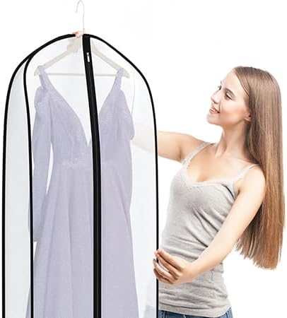 Zilink Breathable Dress Bags for Gowns Long 72” Wedding Dress Storage Bags Silky Dress Bags for Closet Storage with 7" Gussted Wrinkle Free for Long Evening Dresses Puffy Dress Storage, Set of 2 - Image 3