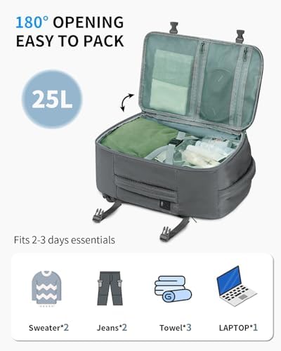 ECOHUB 17'' Small Travel Backpack, United Airlines Personal Item Bag 16.9"x10"x7.5" Carry on Backpack with USB Port Luggage Sleeve Travel Essentials for Men Women Water Resistant, Grey - Image 3