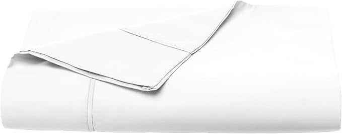 Pizuna Pure 100% Cotton Flat Sheets Only Queen White (1 PC), Luxurious 400 Thread Count Long Staple Cotton Sateen Flat Bed Sheet with 4" Hem (Combed Queen Flat Sheet Only Cotton) by Pizuna