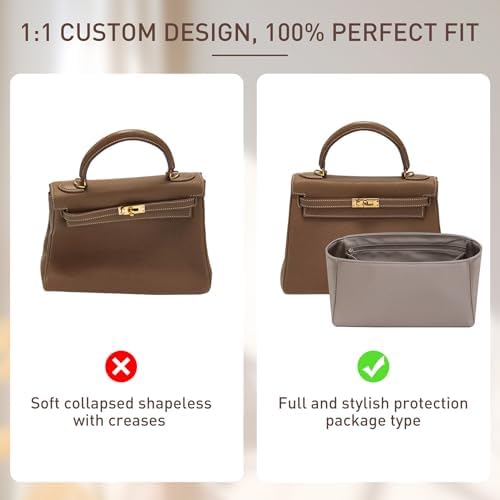 Doxo Premium Satin Fabric Birkin 35 Handbag Organizer, Luxury Inner Insert for Women's Tote Bags, Ultra-Soft & Lightweight, Perfect for Birkin 35 (BR35, Etoupe Grey) - Image 4