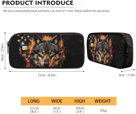 Wolf Printed Kid's Backpack 3Pcs Set - American Flag Wolf Printed School Book Bag for Boys Girls Teens With Lunch Box Pencil Case 3 in 1 - Image 5