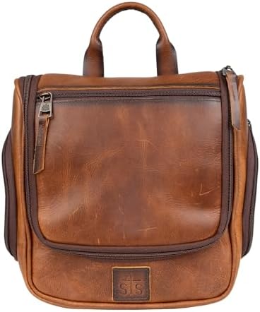 STS Ranchwear Men's Tucson Hanging Shave Kit, Multi-Pocket Genuine Leather Travel Toiletry Dopp Kit Organizer Bag, STS30310 - Image 2