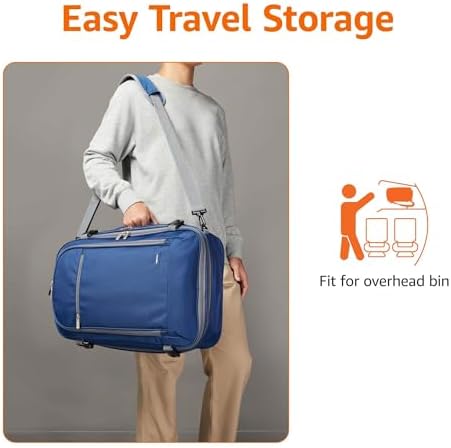 Amazon Basics Travel Backpack, Carry-On with Laptop Compartment, 1.55 cubic Expandable Storage, Dual Use Backpack & Shoulder Bag with Multiple Compartments and Pockets, 13.8'' x 9.5'' x 21.5'', Navy - Image 4