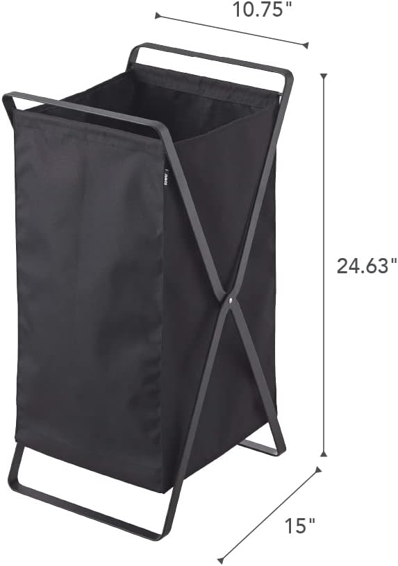 Yamazaki Home Tower Laundry Basket - Foldable Storage Hamper Organizer, 25" - Steel - 10.9 Gallons, 45 Liters - Image 6