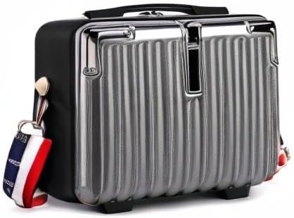 Mini Suitcase Hard Shell Makeup Case Stress-Resistant ABS Hard Makeup Travel Case Portable Hand Luggage with Shoulder Strap for Travel Camping Home Organizer Dark Grey - Image 7